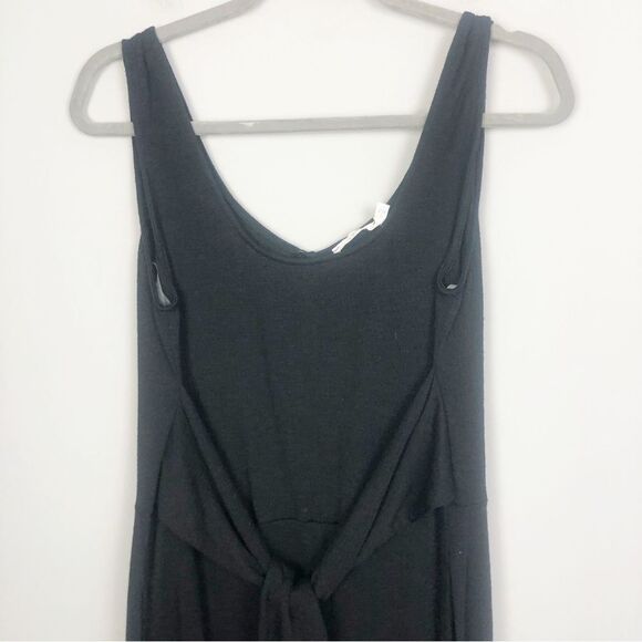 LUSH | NEW Black Tie Front Tapered Leg Jumpsuit Keyhole Back Women’s Size Large - Picture 3 of 10